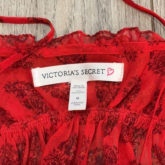 Victoria’s Secret Red Paisley Women's Babydoll Ruffle Nightgown Size Medium - Picture 2 of 9